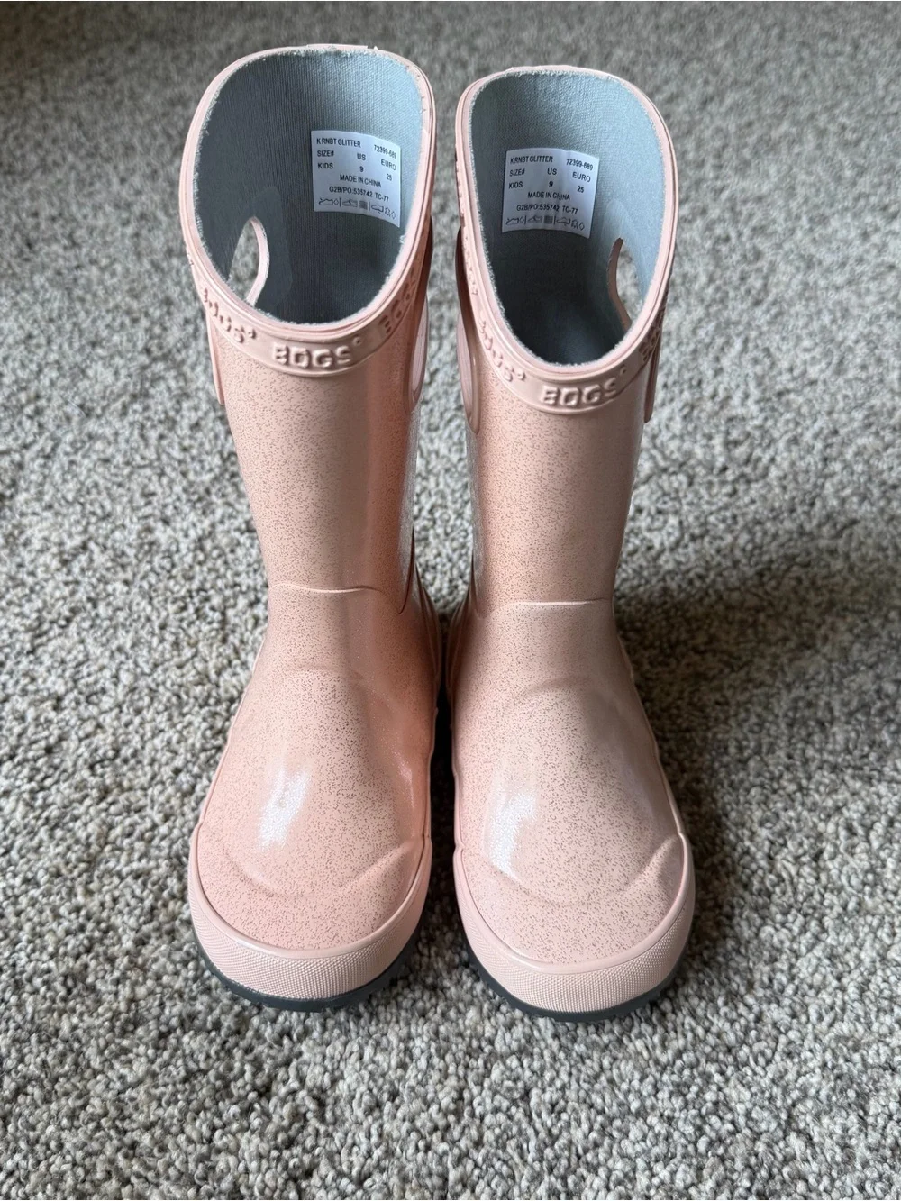 BOGS Kids' Peach Waterproof Pull-On Rain Boots NWOT Size 9 Toddler/Little Kid
